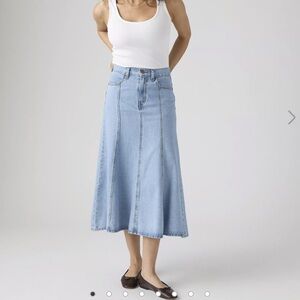 Levi Fit and Flare Denim Midi Skirt